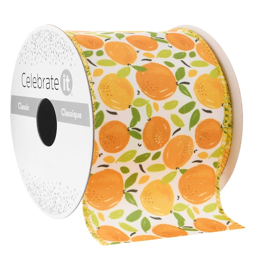2.5" x 3yd. Wired Orange Print Ribbon by Celebrate It™ Classic